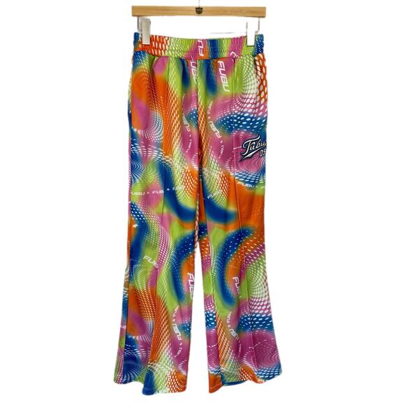 FUBU x Forever 21 Orange Multi Color Wide Leg Track Pants - Women's Size M - Picture 1 of 6